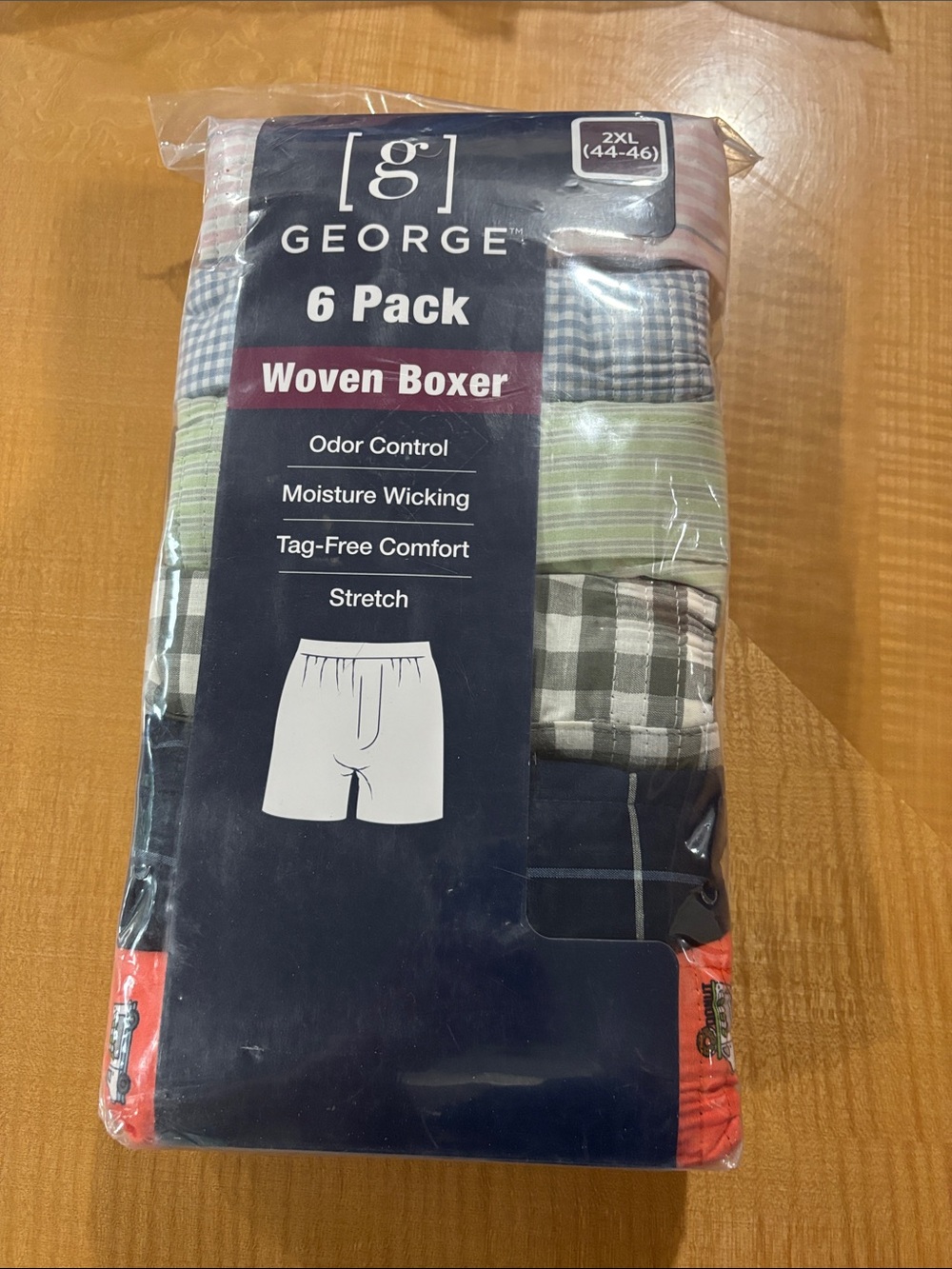 George 6-Pack Woven Boxers - Navy, Gray, Green, Coral, Tan
